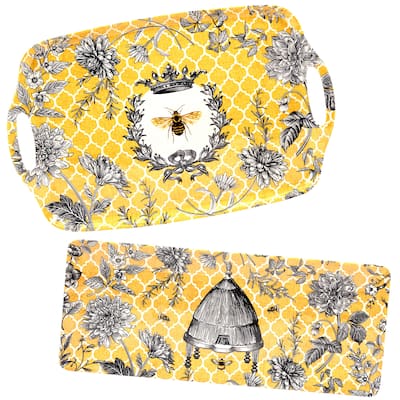 Certified International French Bees Melamine 2pc Platter Set
