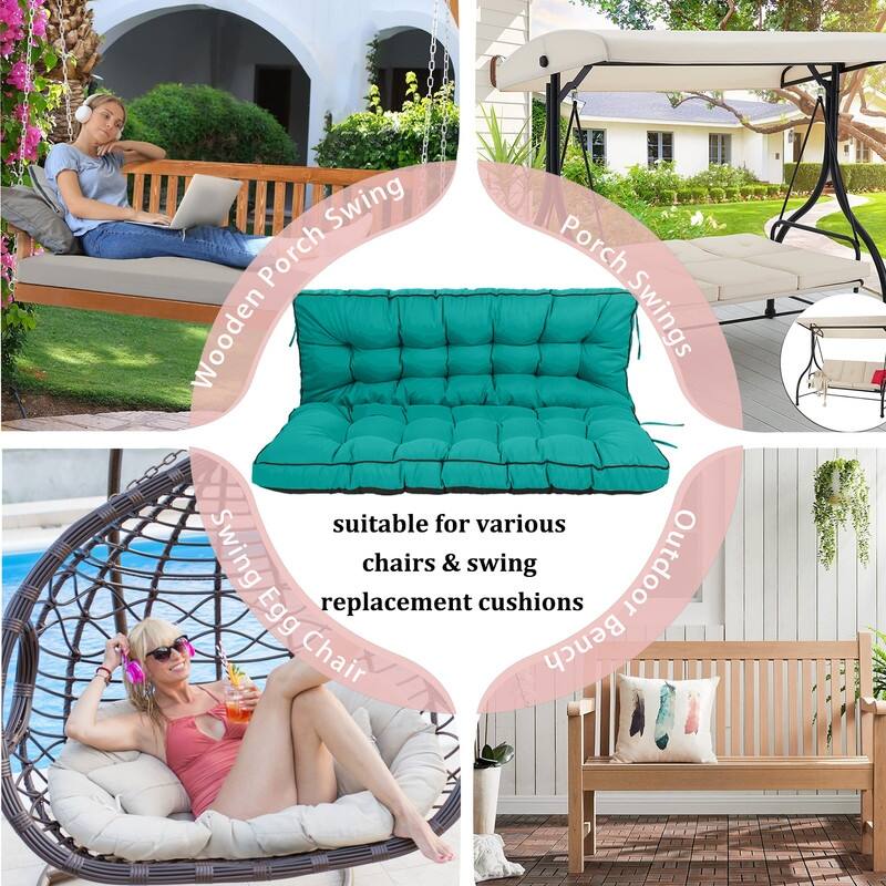 Porch Swing Replacement Cushion, 55in Outdoor Bench Cushions with Backrest Thicken 4"