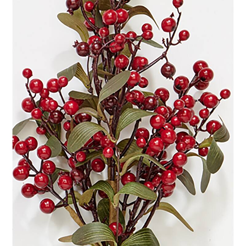 20" Small Artificial Christmas Red Holly Berry and Green Leaves Bush, Set of 3 - 20