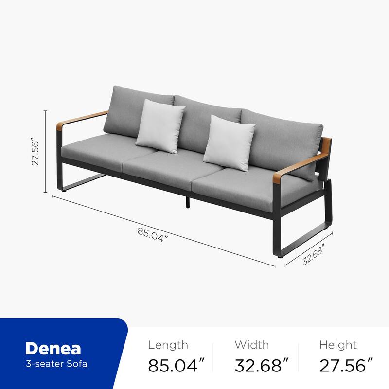 HIGOLD Denea Aluminum Patio Conversation Set, Outdoor Furniture Sofa with Coffee Table
