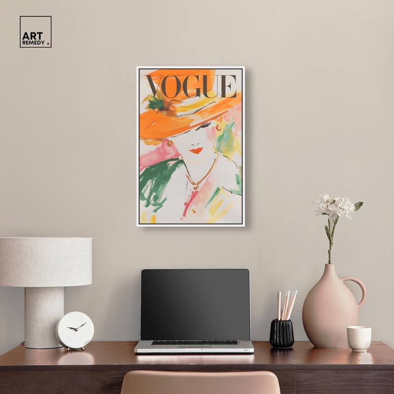 Woman in Hat Cover Canvas by Art Remedy