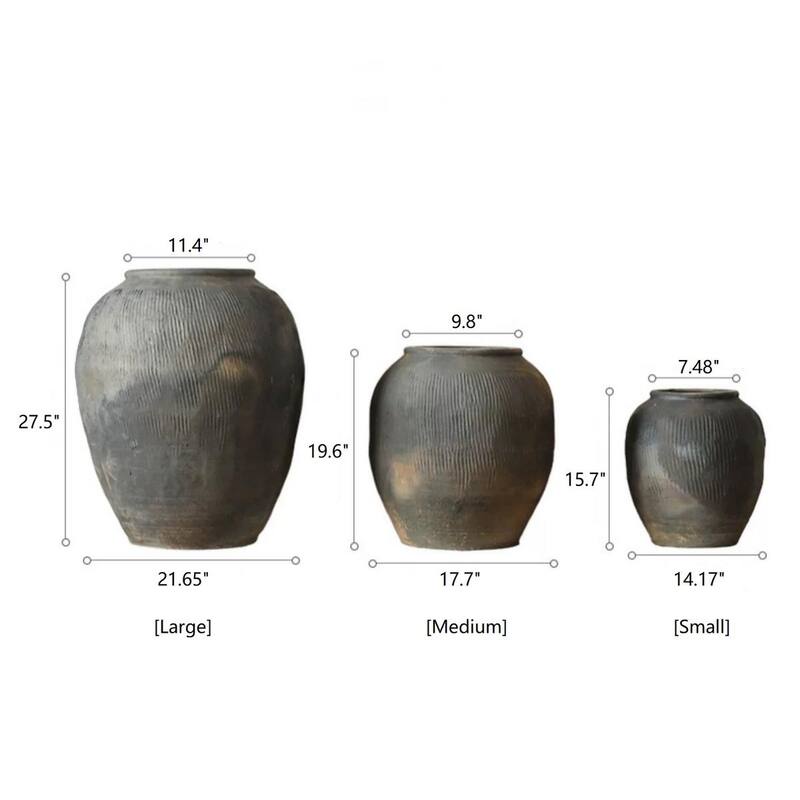 RusticReach Round Earthnware Gray Pot