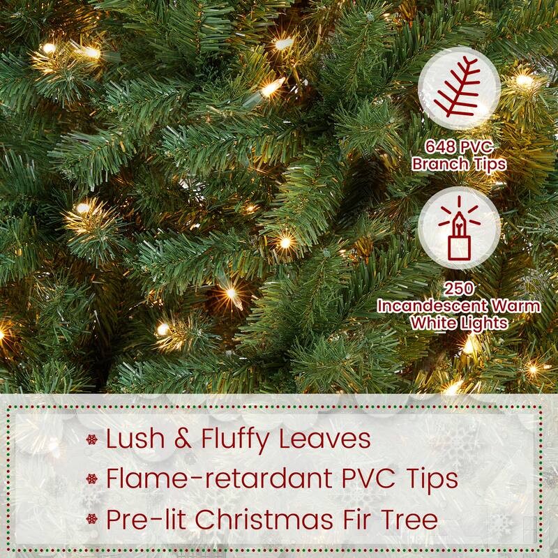 Yaheetech Pre-lit Artificial Christmas Tree Slim Tree Hinged Spruce