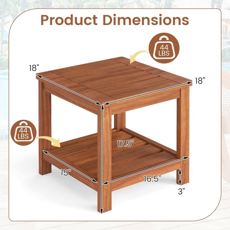 Gymax 2-Tier Adirondack Side Table w/ Slatted Tabletop Storage Shelf
