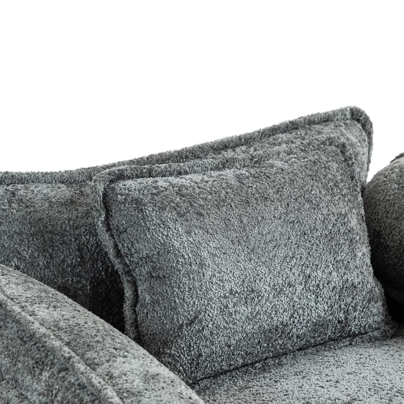 55" Oversized Single Sofa Chaise Lounge with Ottoman, Comfy Reading Chair Upholstered Sleeper Chair with Side Pockets