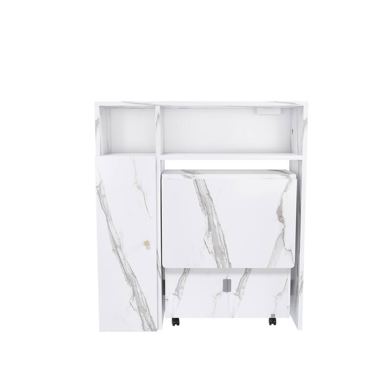 Multifunctional Folding Dining Table with Wall-Mounted Sideboard & Storage for Small Apartments(Wihte)