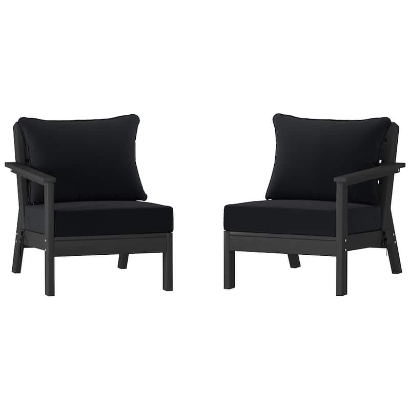 Polytrends Birchwood All Weather HDPE Outdoor Patio Deep Seating Black Loveseat (2-Piece)