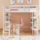 preview thumbnail 14 of 18, Gymax Twin Size Solid Wood Loft Bed w/ Desk & Bookshelves Ladder &