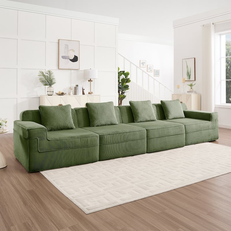 GDFStudio - Modular 4-Seater 153.5" Corduroy Boneless Cloud Sofa
