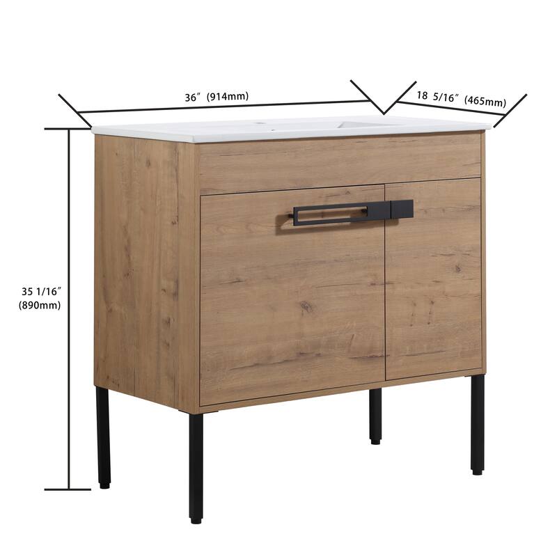 Beingnext 24"/30"/36" Bathroom Vanity with Sink, Freestanding or Floating Bathroom Vanity with 2 Doors and 1 Adjustable Shelf
