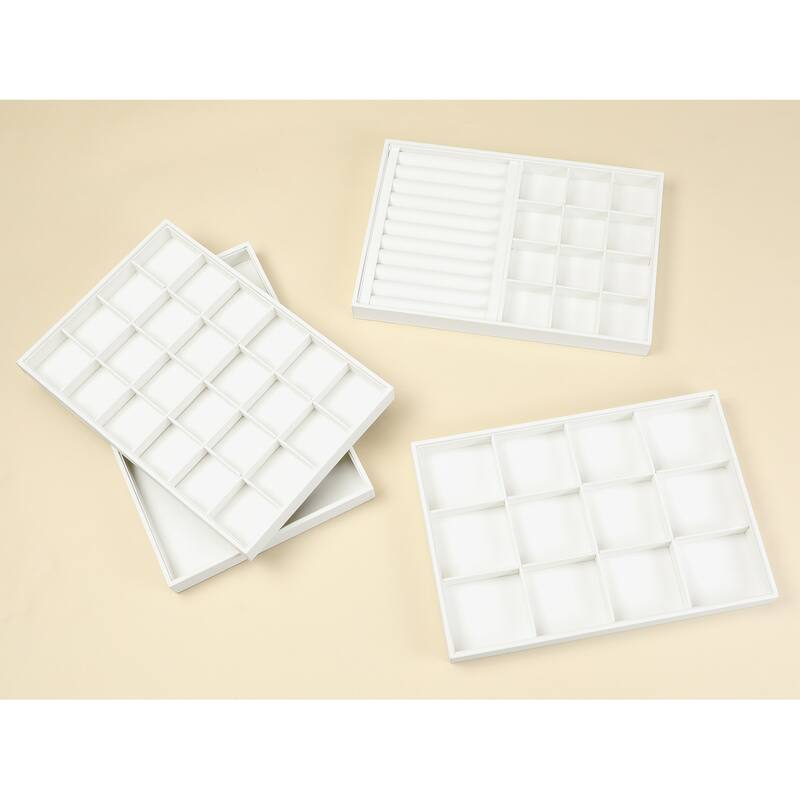 PU Leather Jewelry Organizer Trays with Removable Dividers for Drawers, Jewelry Organizer Drawer Inserts Display Case Storage