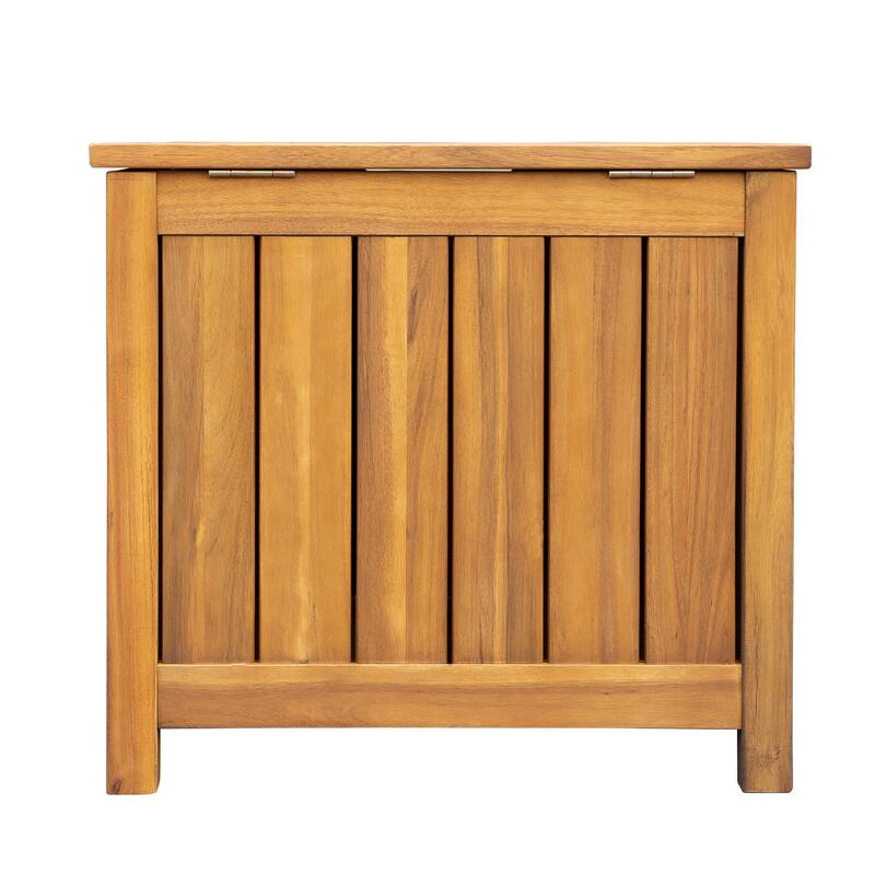 Roomfitters Portside 30 Gallon Solid Acacia Wood Deck Box with Louvered Sides, Outdoor Storage, Teak Finish