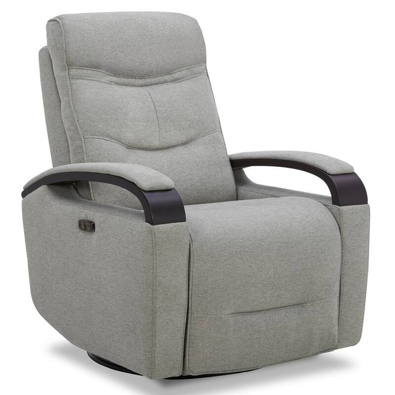 Spruce & Spring Regan Leather Power Recliner Swivel Glider Rocker with Power Headrest - Grey