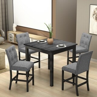 5-Piece Counter Height Dining Set, Wood Square Dining Room Table and 4 ...