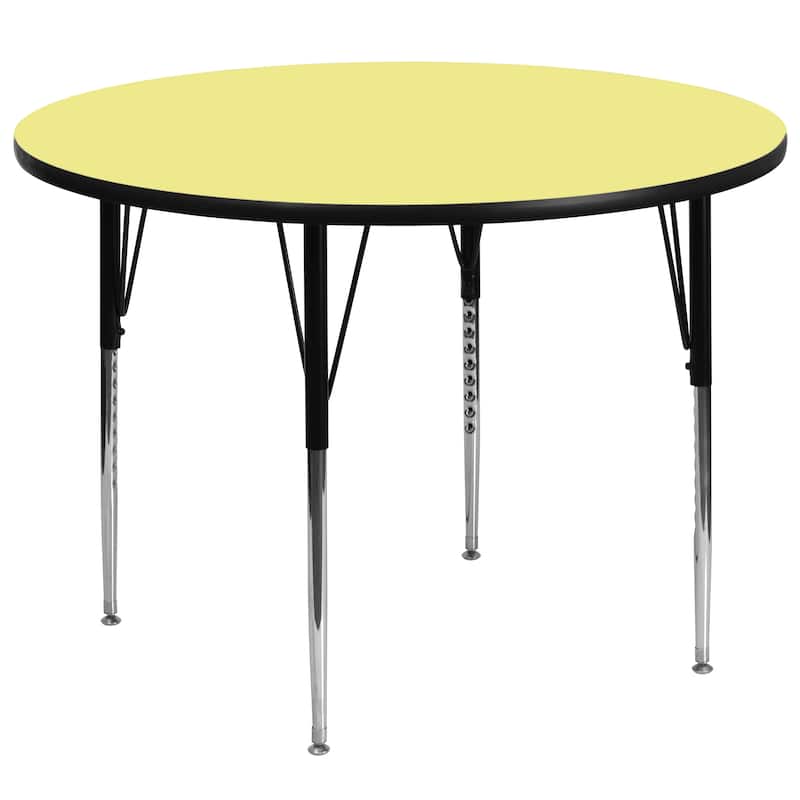 60'' Round Thermal Laminate Activity Table - Adjustable Legs - Yellow