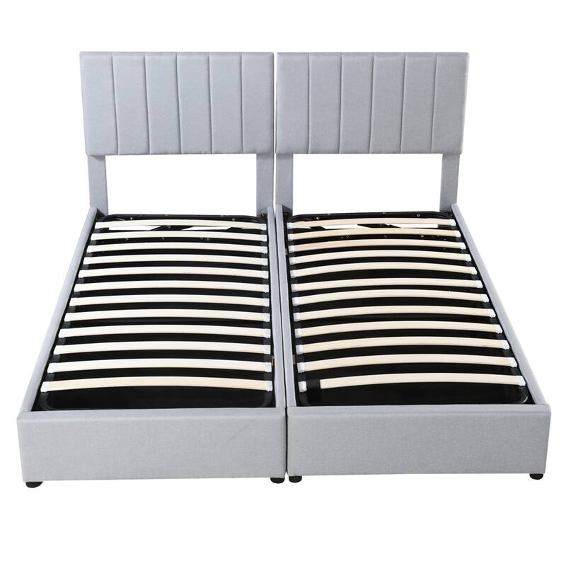King Size Upholstered Platform Bed with Hydraulic Storage System