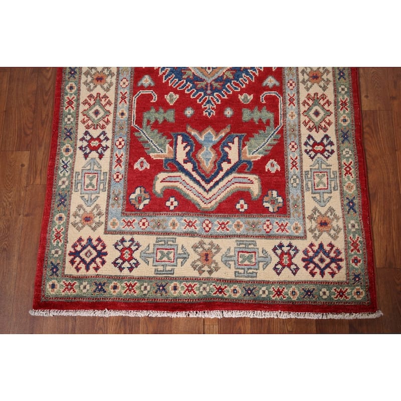 Oriental Red Kazak Accent Rug Hand-Knotted Wool Carpet - 3'0" x 5'1"