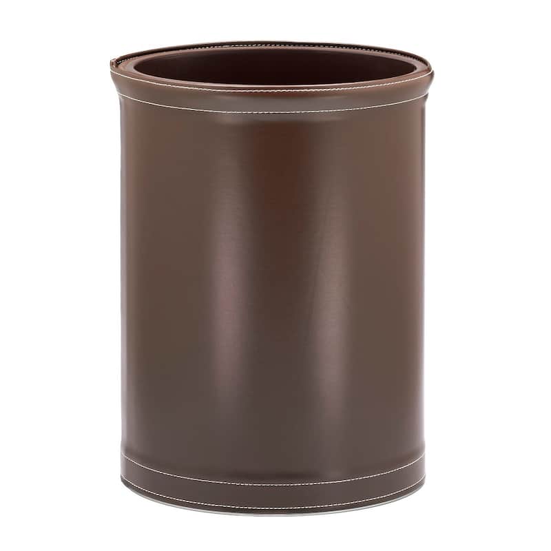 STITCHED 13Qt Oval Wastebasket w/ Liner (2pc Set) - Brown