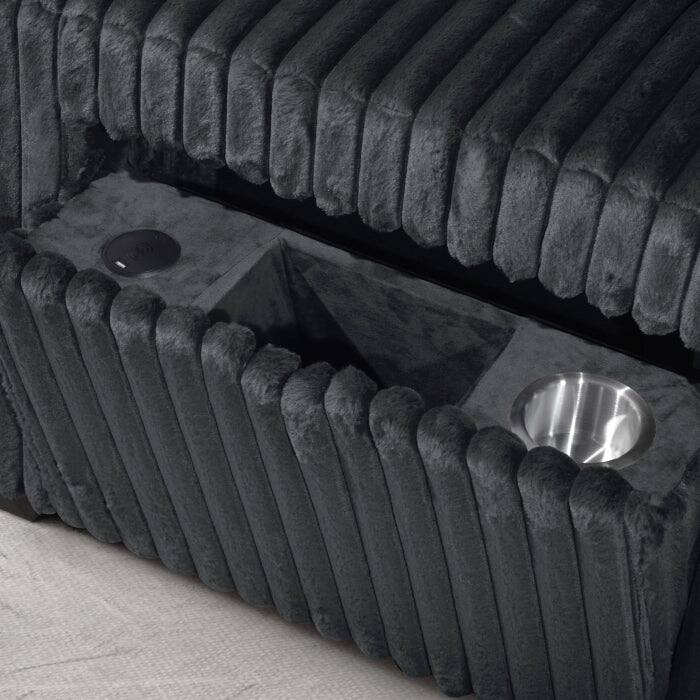 Modern Right Facing Half U-Shaped Pull Out Sectional Sofa with Storage Armrest, USB Port and Pillows