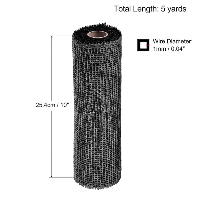 1 Roll PP Burlap Mesh 10" x 5 Yard Decorative Wreath Wrapping Ribbon - Black