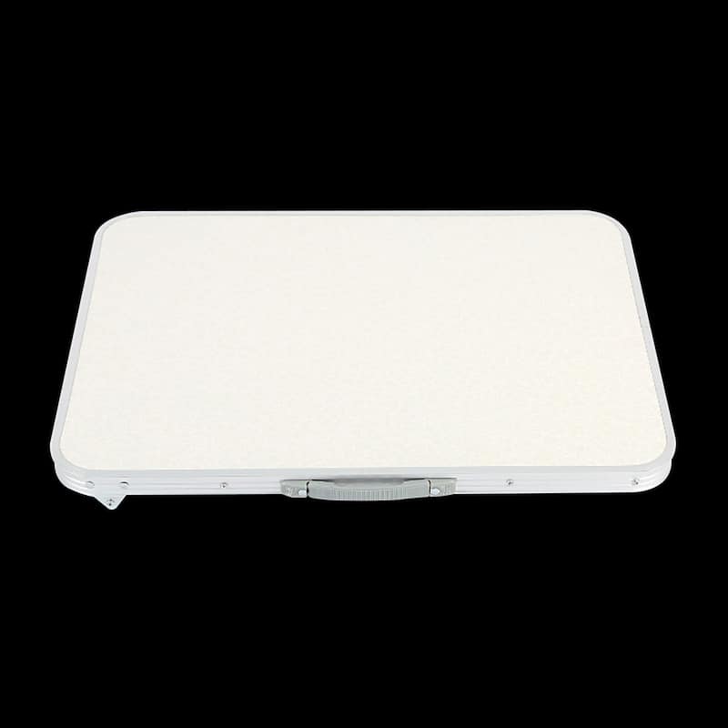 White Portable Folding Table with Metal Edge Reinforcement for Camping and Outdoors Dining - 27.56"L × 19.69"W × 23.62"H