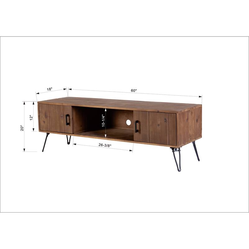 ​Industrial Wood TV Stand with 2 Storage Cabinets and Storage Shelf for Living Room Loft and Studio​