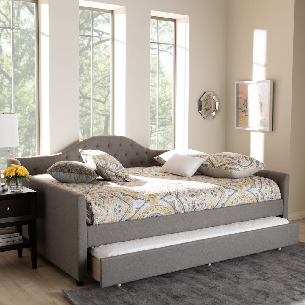 Beige Upholstered Queen Daybed with Modern Padded Frame and Contemporary Style for Bedroom or Guestroom