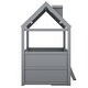 preview thumbnail 10 of 10, Gray Twin Size Wood Bed House with Fence and Roof for Kids, Boys and Girls, Bedroom