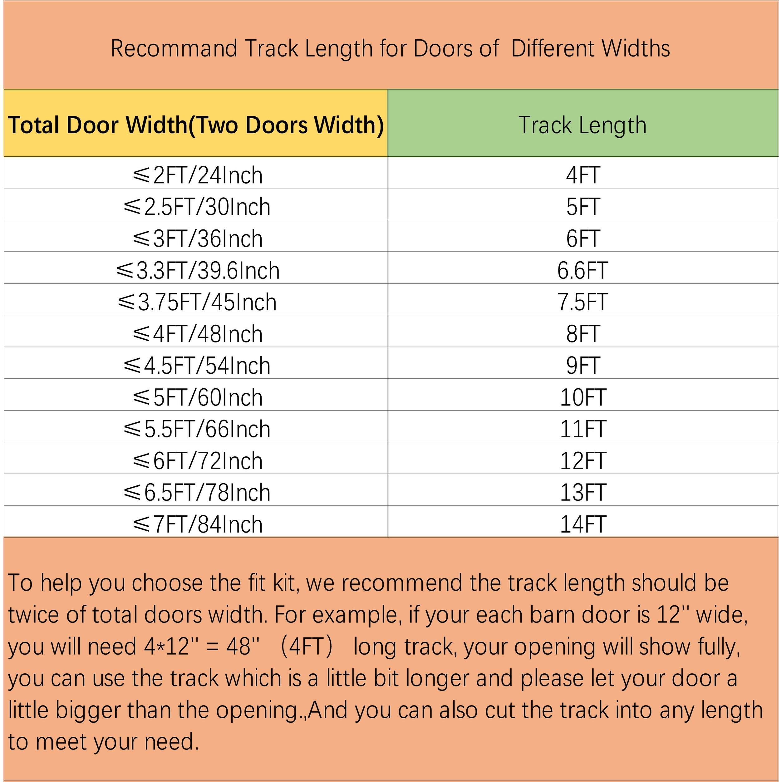 WINSOON 414 FT Sliding Barn Door Hardware Track Kit for Double Doors Arrow Rollers Bed Bath