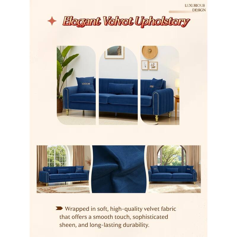 87.4" Luxury Loveseat Sofa with Metal Legs, Round Arms