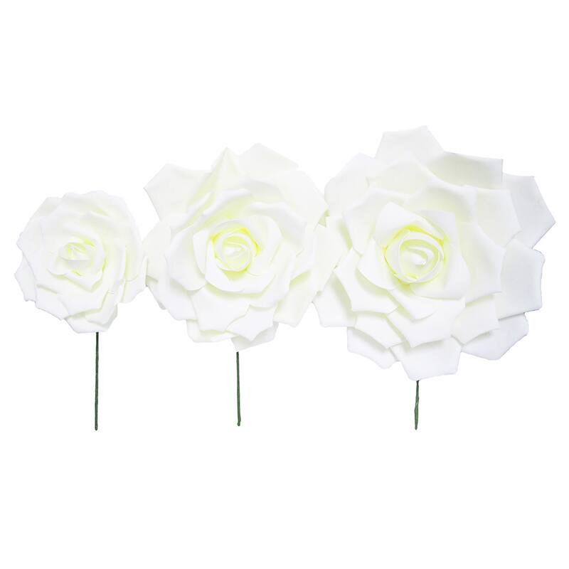 Set of 2 Large Foam Rose Stem Flower Wall Decor Backdrop Art Crafts
