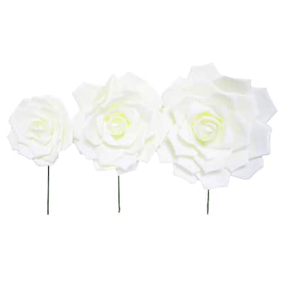 Set of 2 Large Foam Rose Stem Flower Wall Decor Backdrop Art Crafts