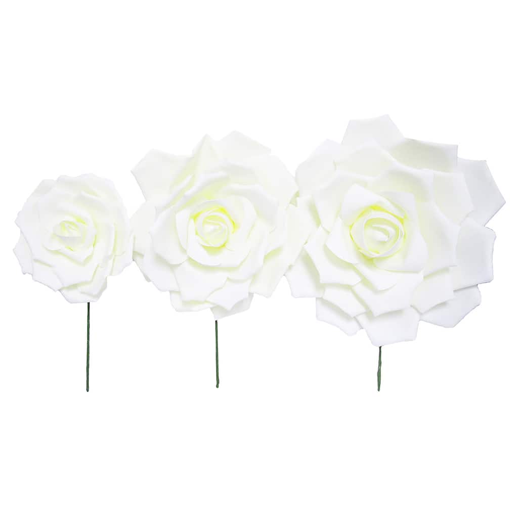 Set of 2 Large Foam Rose Stem Flower Wall Decor Backdrop Art Crafts