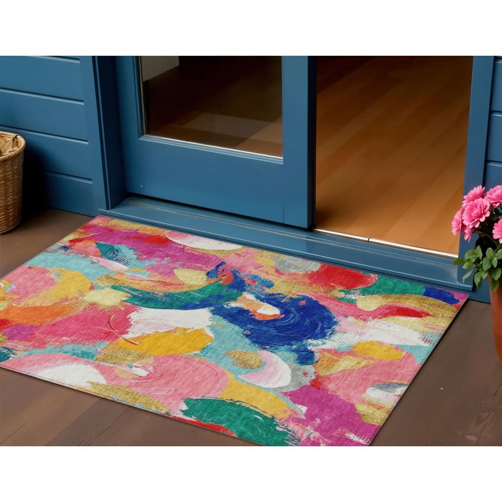HomeRoots Abstract Transitional Rectangle Outdoor Rug