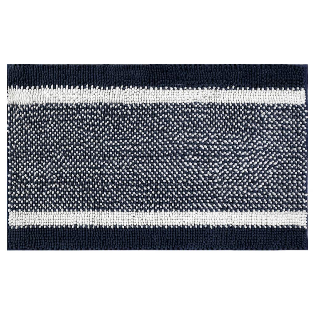 1 Pcs Chenille Striped Bathroom Rug Mat, Non-Slip Soft Plush Shaggy Bath Carpet
