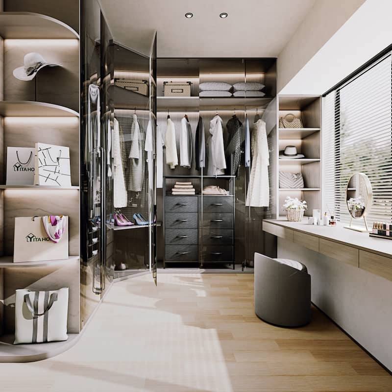 Modern Wide Dresser Storage Tower with 8 Drawers