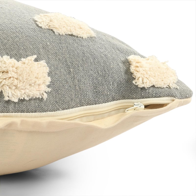 Textured Pom Pom Polka Dot Throw Pillow - 20" - Gray and White