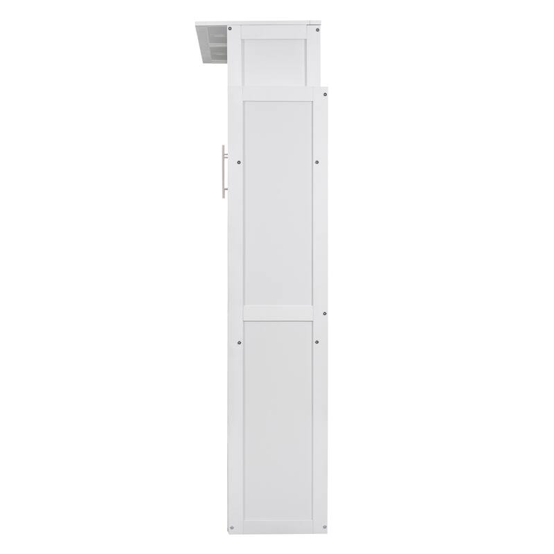 GDFStudio - Carter Full Size Murphy Wall Bed with Shelves, LED Light, and Fold-Away Design