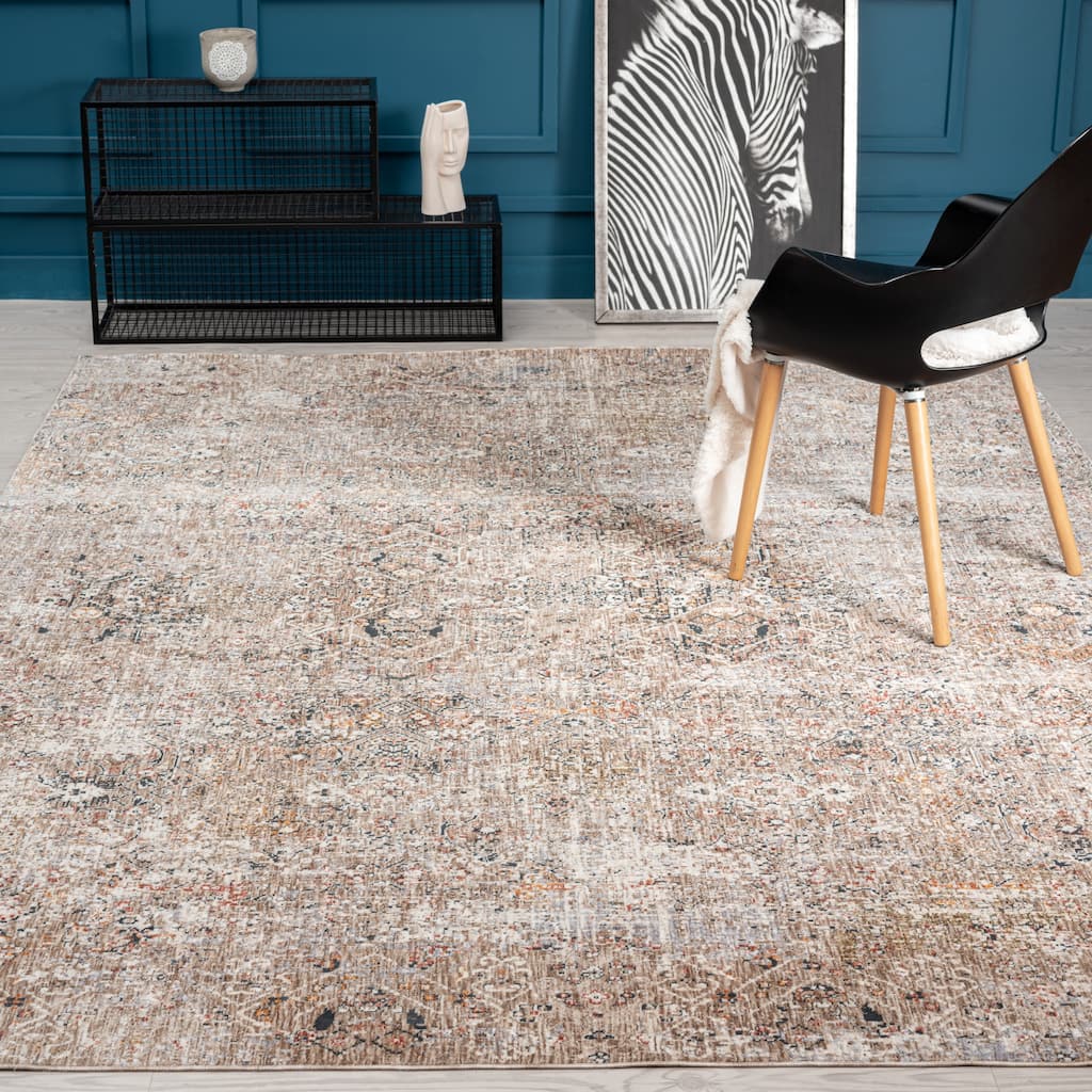 Earth Tones/Pewter Transitional Area Rug