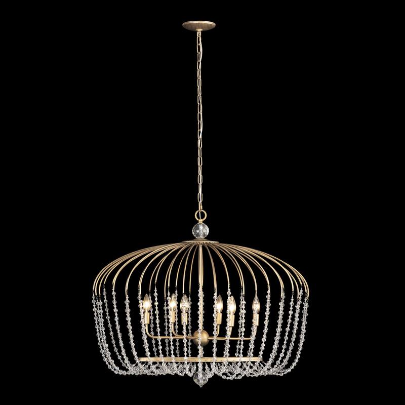 Varaluz Voliere 6-Light Crystal Oval Pendant - Havana Gold