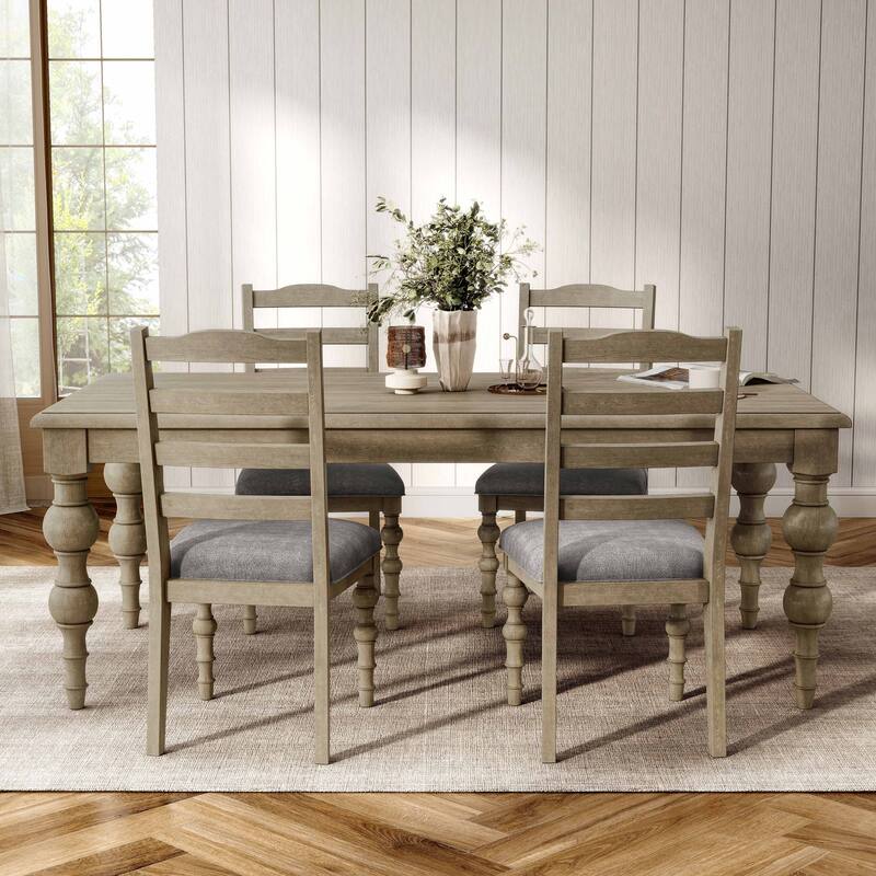 Furniture of America Trenden Modern Farmhouse 5-Piece Solid Wood 78-inch Dining Set