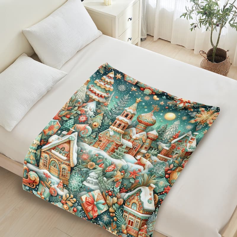 Christmas Throw Blanket Holiday Xmas Gift Fleece Blanket