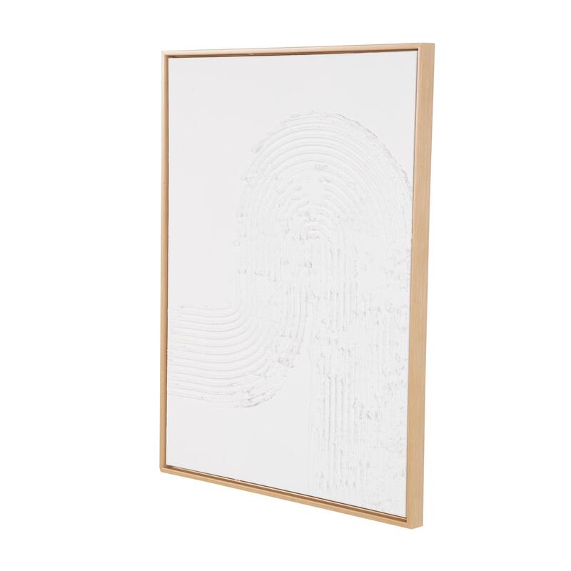 Canvas Abstract Living Room Framed Wall Art with Brown Frame - White - Roche River Decor