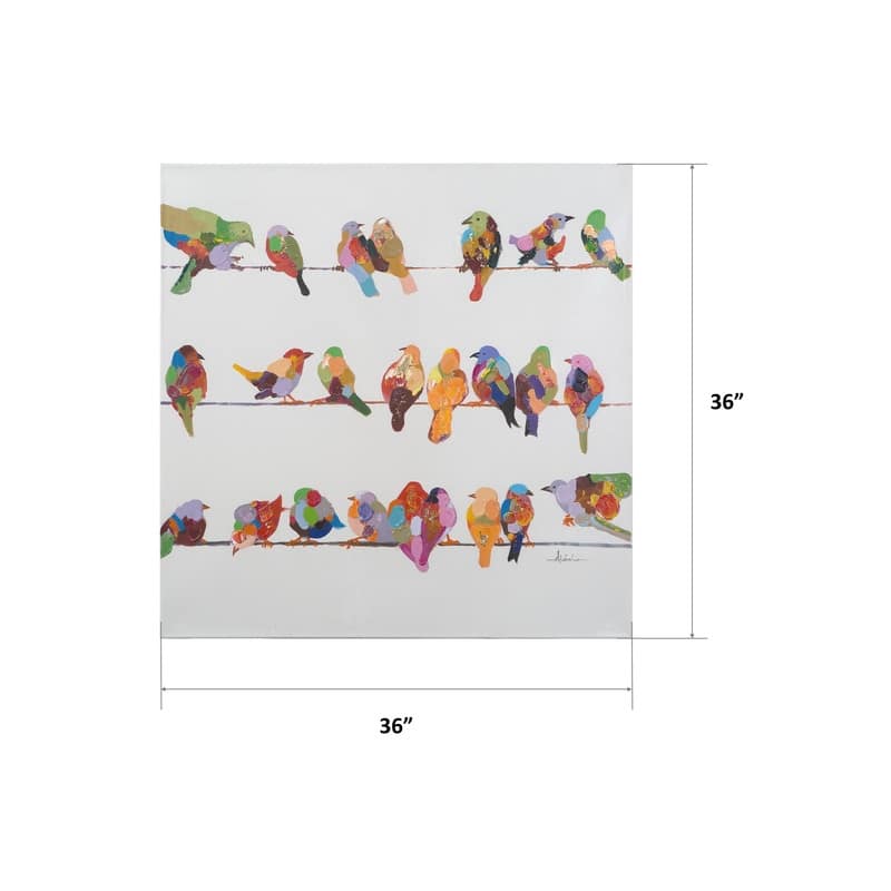 Yosemite Home Decor 'Birds on a Wire II' Original Hand-painted Wall Art - multi