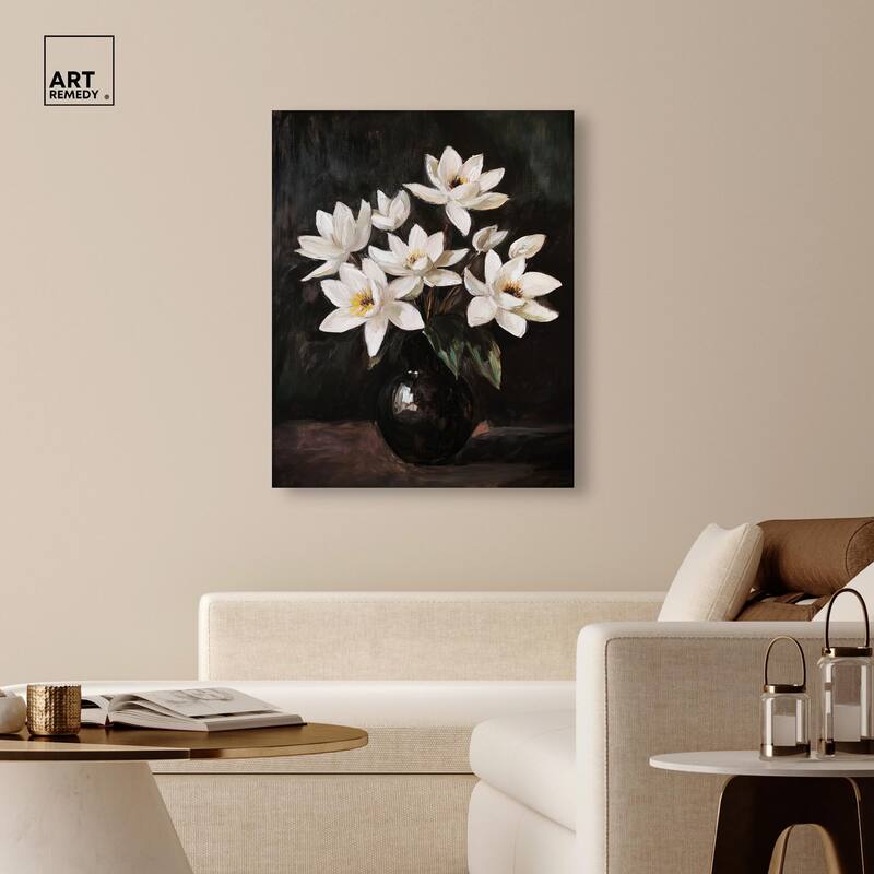 Chiaroscuro Flowers Canvas by Art Remedy, Gallery Wrapped