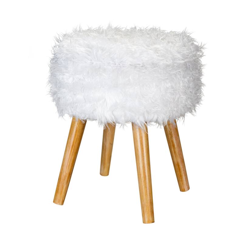Organize It All Faux Fur Storage Ottoman - White - 14.96" x 14.96" x 18.31"