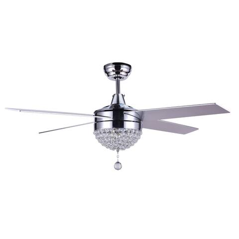 48" Dimmable Crystal Ceiling Fan With LED Light, Remote, Reversible - 48