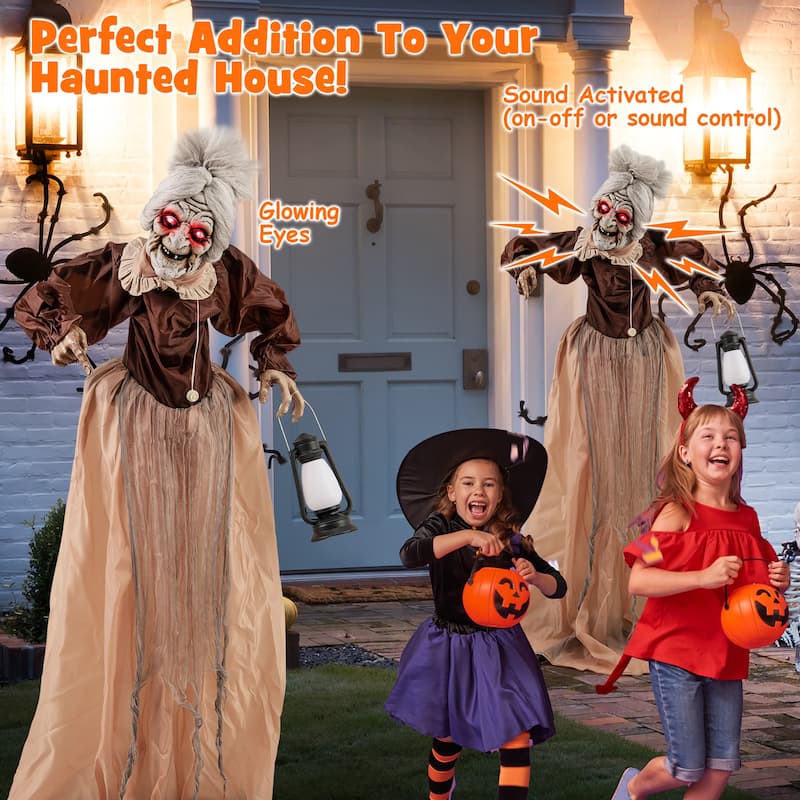 Gymax Halloween Animatronic Talking Zombie Maid in Lantern Halloween