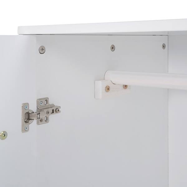 Wooden Wardrobe Storage Armoires with Hanging Rod Bed Bath