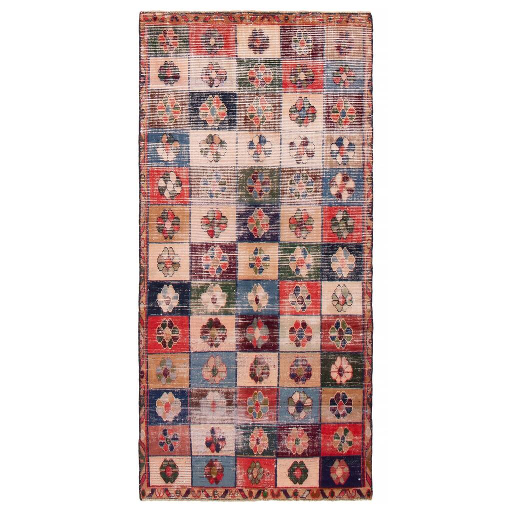 ECARPETGALLERY Hand-knotted Melis Vintage Multi Color Wool Rug - 4'3 x 9'1